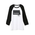 thumbnail image 1 of Thread Tank Home Roots State North Dakota ND Unisex 3/4 Sleeves Baseball Raglan White Black Small, 1 of 4