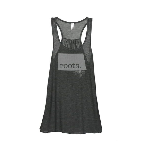 Thread Tank Home Roots State North Dakota ND Women's Sleeveless Flowy Racerback Tank Top Charcoal Small
