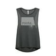 thumbnail image 1 of Thread Tank Home Roots State North Dakota ND Women's Sleeveless Muscle Tank Top Charcoal Large, 1 of 4