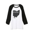 thumbnail image 1 of Thread Tank Home Roots State Ohio OH Unisex 3/4 Sleeves Baseball Raglan White Black Small, 1 of 4