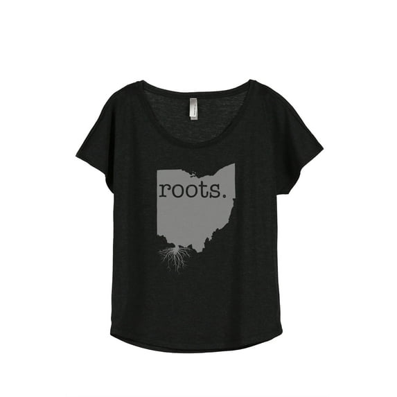 Thread Tank Home Roots State Ohio OH Women's Relaxed Slouchy Dolman T-Shirt Tee Heather Black Medium