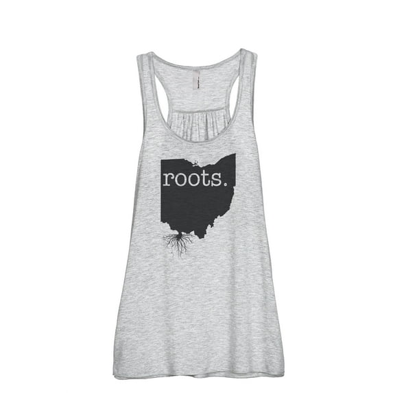 Thread Tank Home Roots State Ohio OH Women's Sleeveless Flowy Racerback Tank Top Sport Grey Medium
