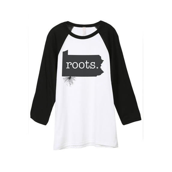 Thread Tank Home Roots State Pennsylvania PA Unisex 3/4 Sleeves Baseball Raglan White Black Small