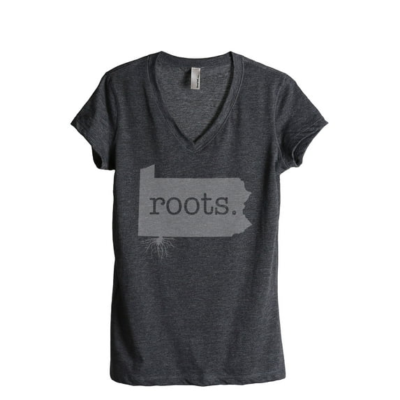 Thread Tank Home Roots State Pennsylvania PA Women's Relaxed V-Neck T-Shirt Tee Charcoal 2X-Large