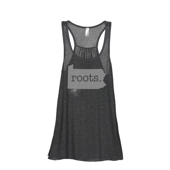 Thread Tank Home Roots State Pennsylvania PA Women's Sleeveless Flowy Racerback Tank Top Charcoal Small