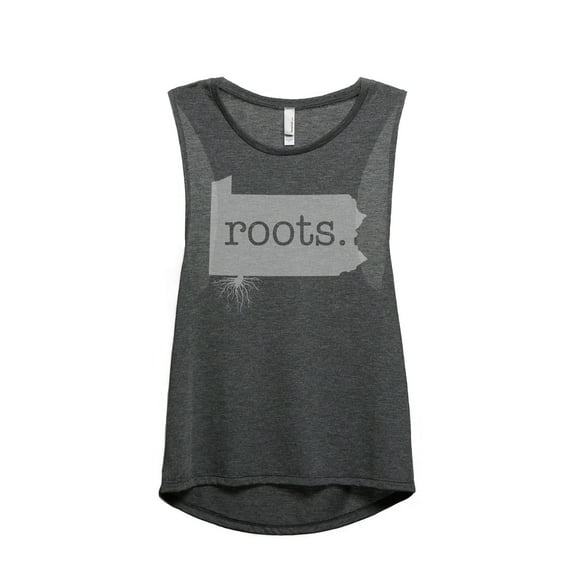 Thread Tank Home Roots State Pennsylvania PA Women's Sleeveless Muscle Tank Top Charcoal Small
