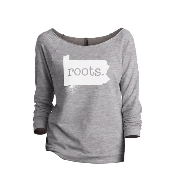 Thread Tank Home Roots State Pennsylvania PA Women's Slouchy 3/4 Sleeves Raglan Sweatshirt Sport Grey Medium
