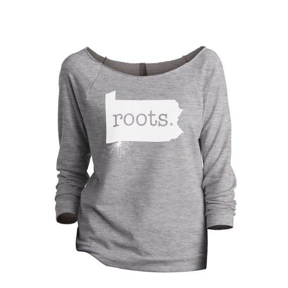 Thread Tank Home Roots State Pennsylvania PA Women's Slouchy 3/4 Sleeves Raglan Sweatshirt Sport Grey Small
