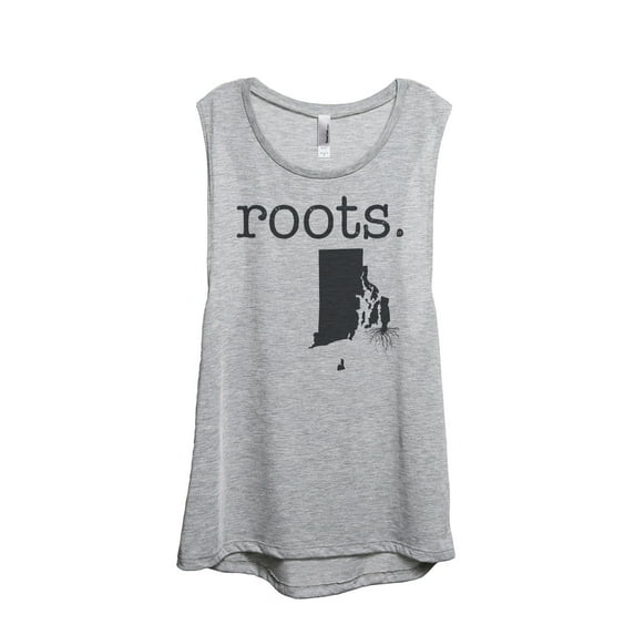 Thread Tank Home Roots State Rhode Island RI Women's Sleeveless Muscle Tank Top Sport Grey Medium