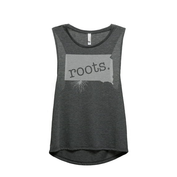Thread Tank Home Roots State South Dakota SD Women's Sleeveless Muscle Tank Top Charcoal X-Large