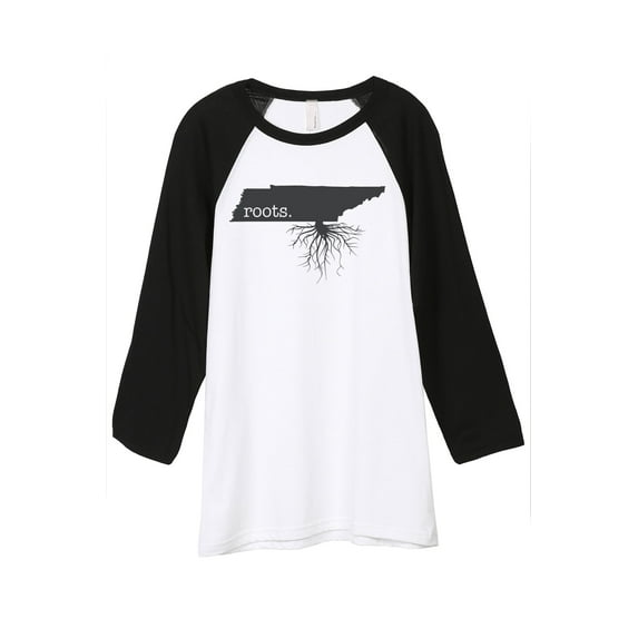 Thread Tank Home Roots State Tennessee TN Unisex 3/4 Sleeves Baseball Raglan White Black Medium