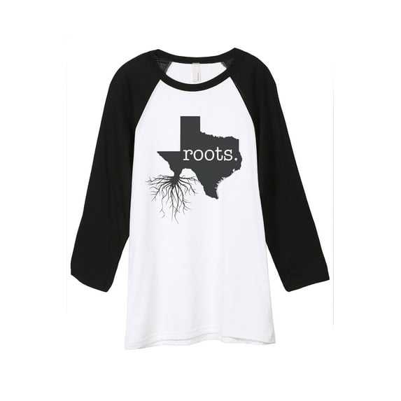 Thread Tank Home Roots State Texas TX Unisex 3/4 Sleeves Baseball Raglan White Black Small