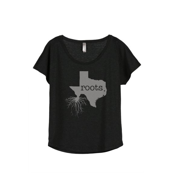Thread Tank Home Roots State Texas TX Women's Relaxed Slouchy Dolman T-Shirt Tee Heather Black Small