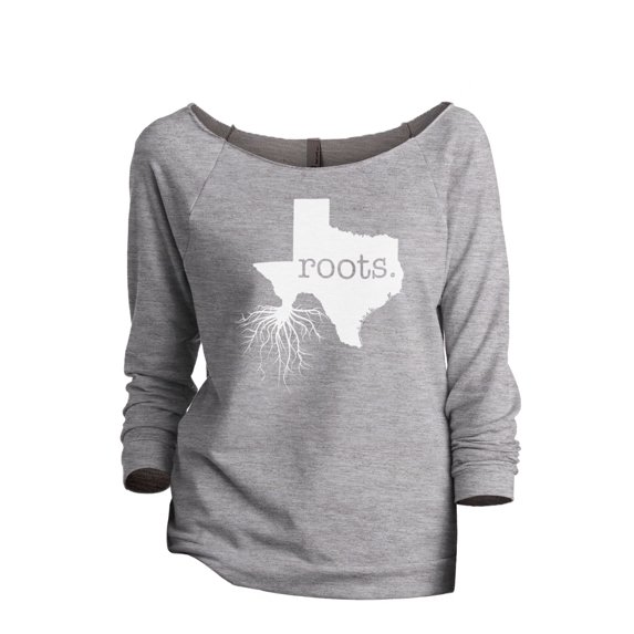Thread Tank Home Roots State Texas TX Women's Slouchy 3/4 Sleeves Raglan Sweatshirt Sport Grey Small