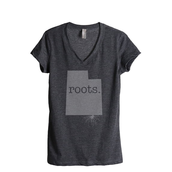 Thread Tank Home Roots State Utah UT Women's Relaxed V-Neck T-Shirt Tee Charcoal Medium