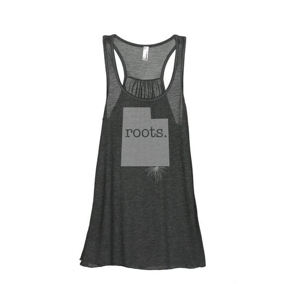 Thread Tank Home Roots State Utah UT Women's Sleeveless Flowy Racerback Tank Top Charcoal Small