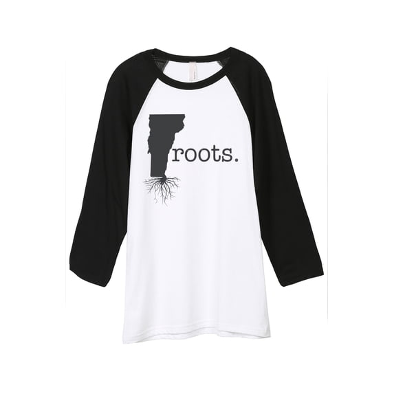 Thread Tank Home Roots State Vermont VT Unisex 3/4 Sleeves Baseball Raglan White Black Medium