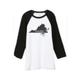 thumbnail image 1 of Thread Tank Home Roots State Virginia VA Unisex 3/4 Sleeves Baseball Raglan White Black Large, 1 of 4