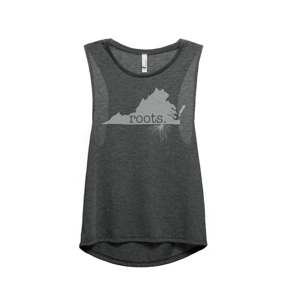 Thread Tank Home Roots State Virginia VA Women's Sleeveless Muscle Tank Top Charcoal Small