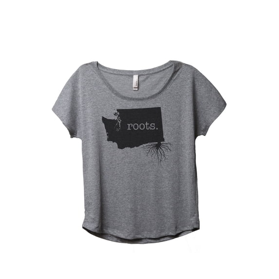Thread Tank Home Roots State Washington WA Women's Relaxed Slouchy Dolman T-Shirt Tee Heather Grey Large