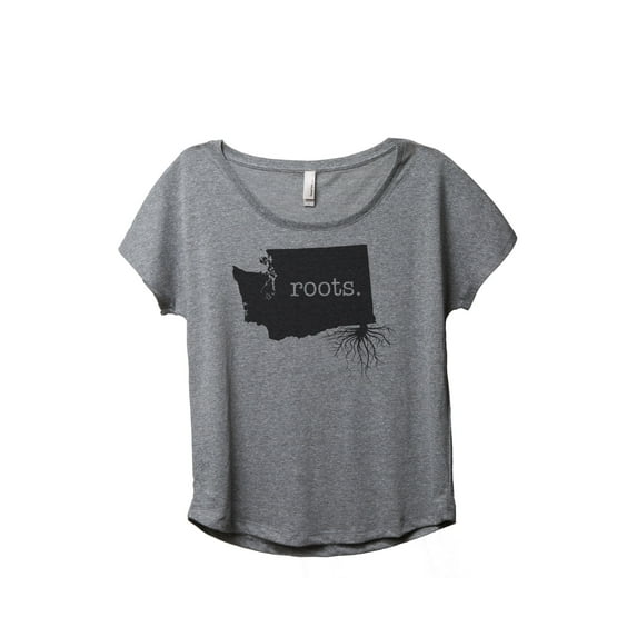 Thread Tank Home Roots State Washington WA Women's Relaxed Slouchy Dolman T-Shirt Tee Heather Grey Small