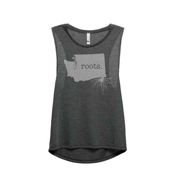 Thread Tank Home Roots State Washington WA Women's Sleeveless Muscle Tank Top Charcoal Small