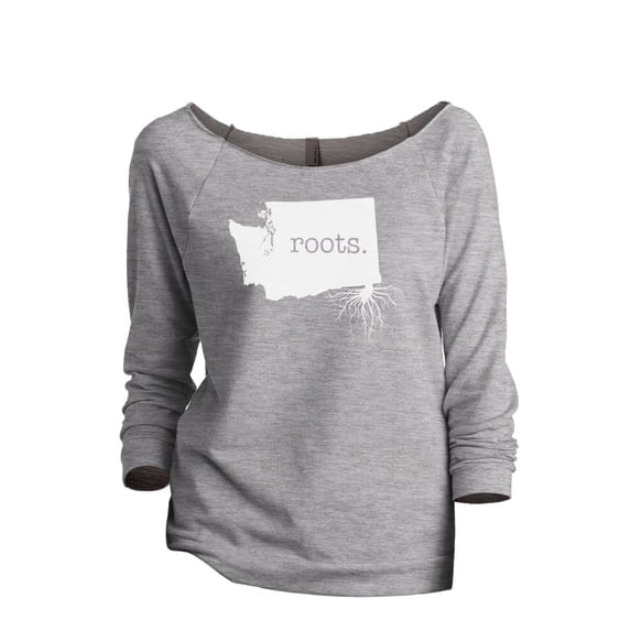 Thread Tank Home Roots State Washington WA Women's Slouchy 3/4 Sleeves Raglan Sweatshirt Sport Grey Small