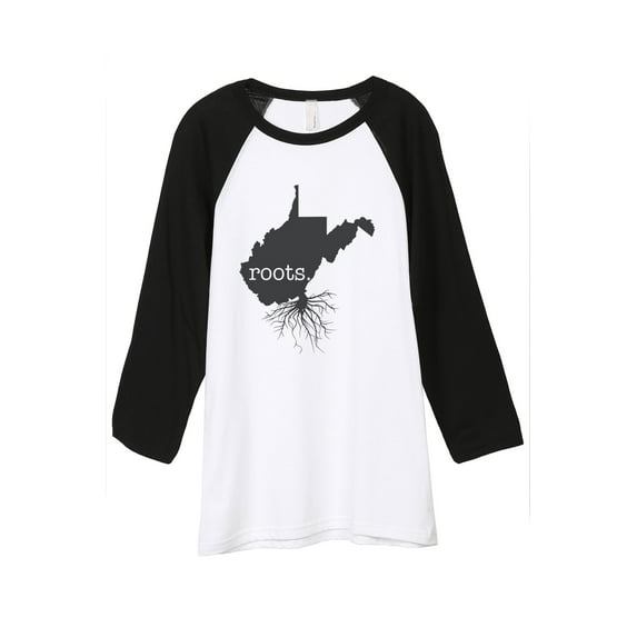 Thread Tank Home Roots State West Virginia WV Unisex 3/4 Sleeves Baseball Raglan White Black Small