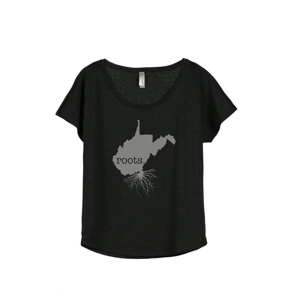 Thread Tank Home Roots State West Virginia WV Women's Relaxed Slouchy Dolman T-Shirt Tee Heather Black Large