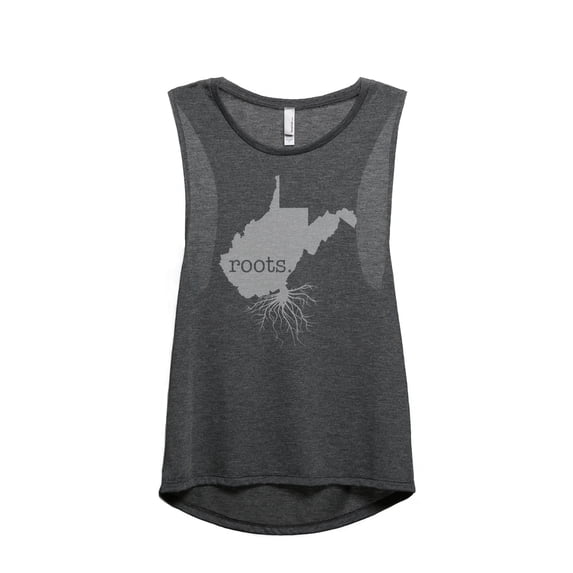 Thread Tank Home Roots State West Virginia WV Women's Sleeveless Muscle Tank Top Charcoal 2X-Large