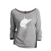 Thread Tank Home Roots State West Virginia WV Women's Slouchy 3/4 Sleeves Raglan Sweatshirt Sport Grey Small