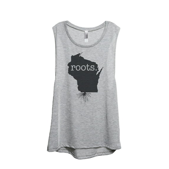 Thread Tank Home Roots State Wisconsin WI Women's Sleeveless Muscle Tank Top Sport Grey Small