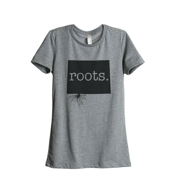 Thread Tank Home Roots State Wyoming WY Women's Relaxed Crewneck T-Shirt Tee Heather Grey Small