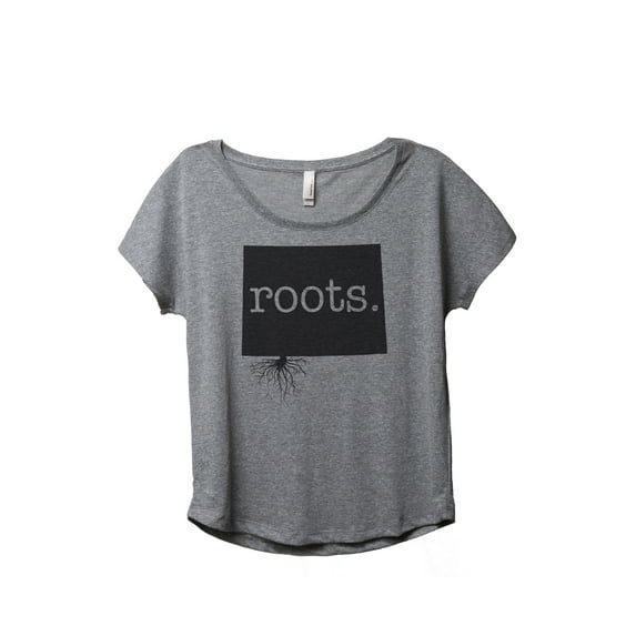 Thread Tank Home Roots State Wyoming WY Women's Relaxed Slouchy Dolman T-Shirt Tee Heather Grey Medium