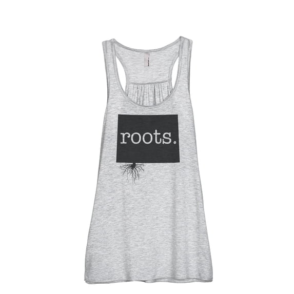Thread Tank Home Roots State Wyoming WY Women's Sleeveless Flowy Racerback Tank Top Sport Grey Large