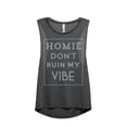 thumbnail image 1 of Thread Tank Homie Ruin My Vibe Women's Sleeveless Muscle Tank Top Charcoal Large, 1 of 4