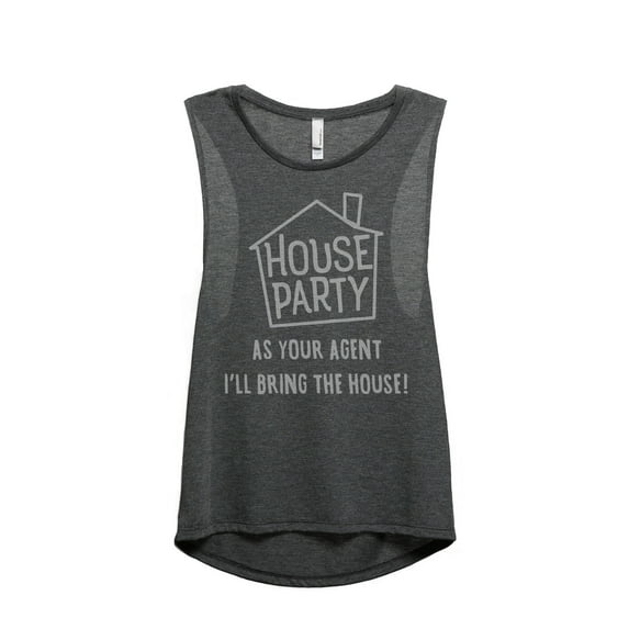 Thread Tank House Party Realtor Women's Sleeveless Muscle Tank Top Charcoal X-Large