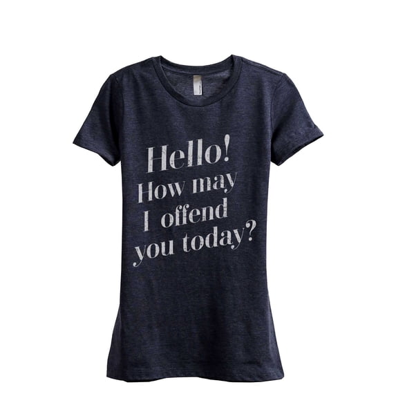 Thread Tank How May I Offend You Today Women's Fashion Relaxed Crewneck T-Shirt Tee Heather Navy Large