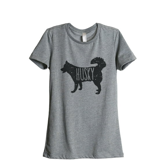 Thread Tank Husky Dog Silhouette Women's Relaxed Crewneck T-Shirt Tee Heather Grey 2X-Large