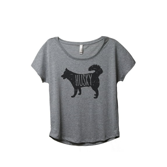 Thread Tank Husky Dog Silhouette Women's Relaxed Slouchy Dolman T-Shirt Tee Heather Grey Small