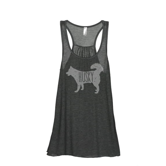 Thread Tank Husky Dog Silhouette Women's Sleeveless Flowy Racerback Tank Top Charcoal Large