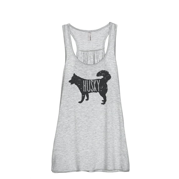 Thread Tank Husky Dog Silhouette Women's Sleeveless Flowy Racerback Tank Top Sport Grey Medium