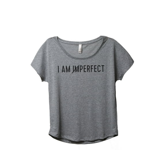 Thread Tank I Am Perfect Women's Fashion Relaxed Slouchy Dolman T-Shirt Tee Heather Grey Large