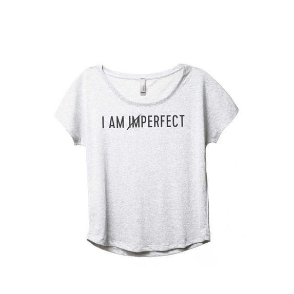 Thread Tank I Am Perfect Women's Fashion Relaxed Slouchy Dolman T-Shirt Tee Heather White 2X-Large