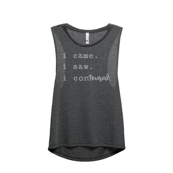 Thread Tank I Came I Saw I Contoured Women's Sleeveless Muscle Tank Top Charcoal Large