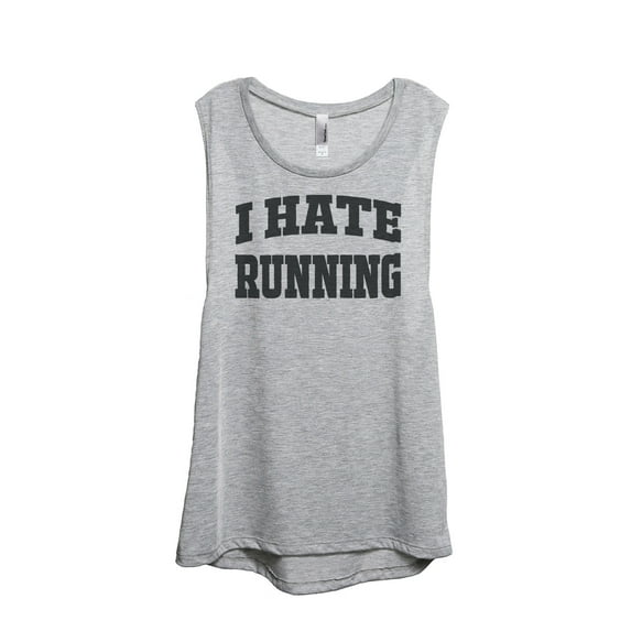 Thread Tank I Hate Running Women's Sleeveless Muscle Tank Top Sport Grey Small