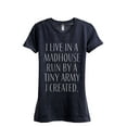 thumbnail image 1 of Thread Tank I Live In A Madhouse Run By A Tiny Army I Created Women's Fashion Relaxed Crewneck T-Shirt Tee Heather Navy 2X-Large, 1 of 5