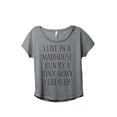 thumbnail image 1 of Thread Tank I Live In A Madhouse Run By A Tiny Army I Created Women's Fashion Relaxed Slouchy Dolman T-Shirt Tee Heather Grey Medium, 1 of 4