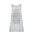 thumbnail image 1 of Thread Tank I Live In A Madhouse Run By A Tiny Army I Created Women's Fashion Sleeveless Flowy Racerback Tank Top Sport Grey X-Large, 1 of 5