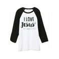 thumbnail image 1 of Thread Tank I Love Jesus Unisex 3/4 Sleeves Baseball Raglan White Black Large, 1 of 4
